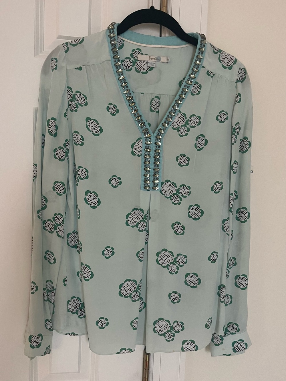 Boden Blouse with Gem-studded neckline